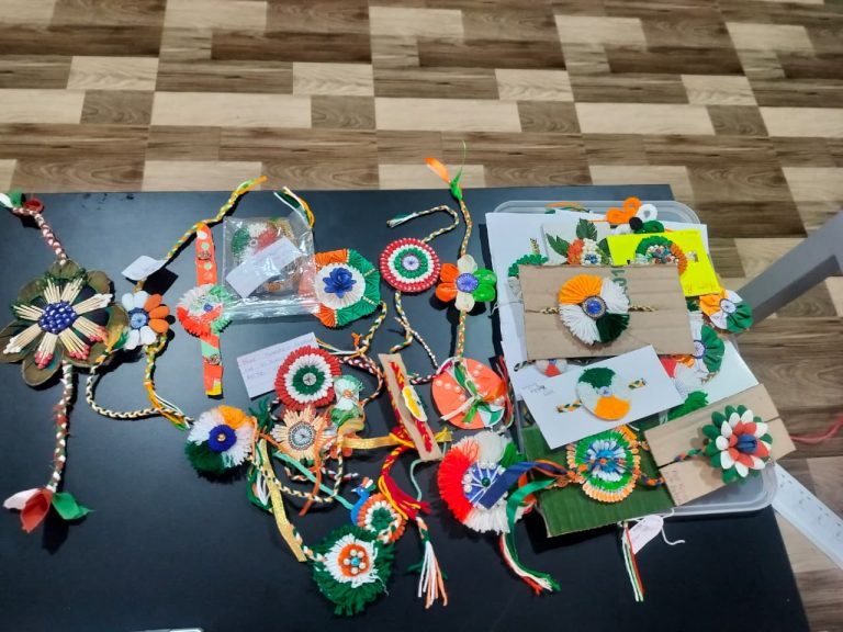 Hand Made Rakhi made by students.
